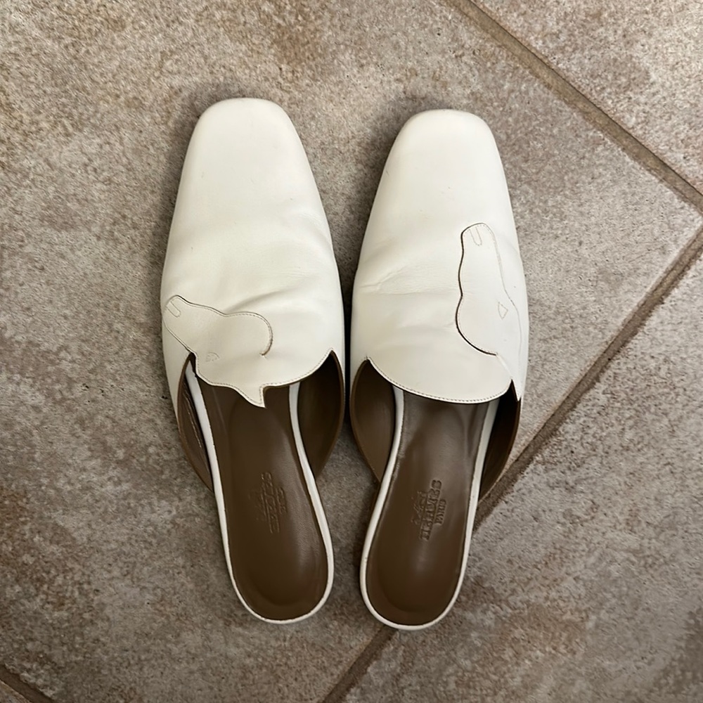 Hermes Tangeria Mule Size 37 (US 6.5-7) in White